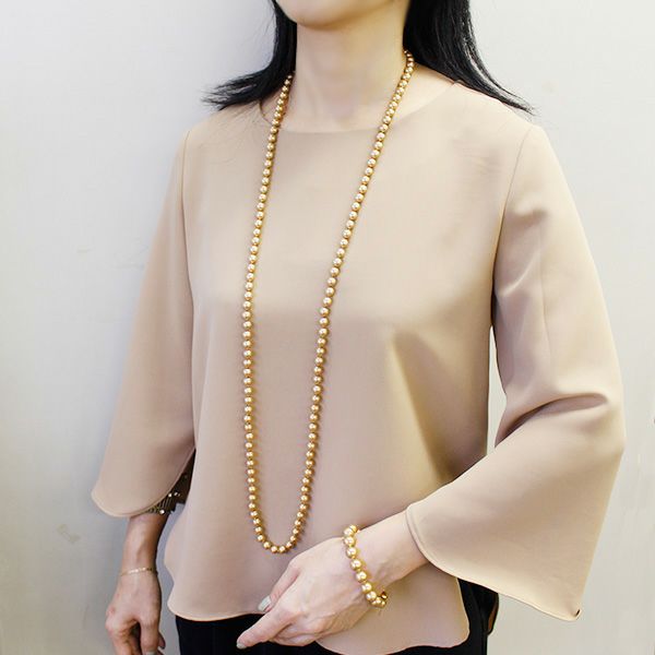 シェルパール8mm玉×120cmロングネックレス/1151424【素敵なあの人 掲載