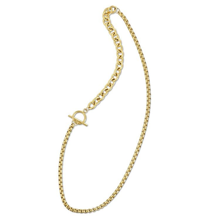 ステンレス製アシンメトリーチェーンネックレス/1220007【CLASSY. 掲載