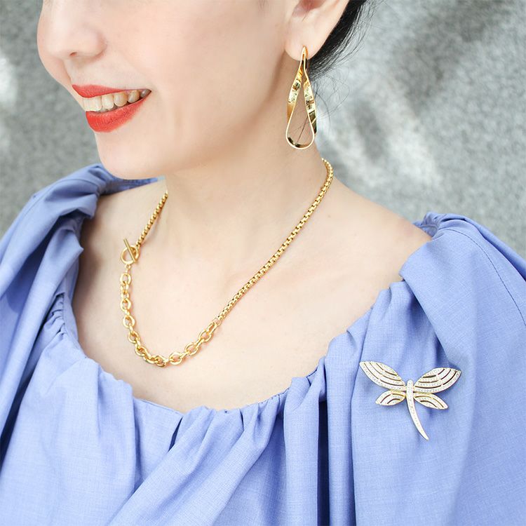 ステンレス製アシンメトリーチェーンネックレス/1220007【CLASSY. 掲載