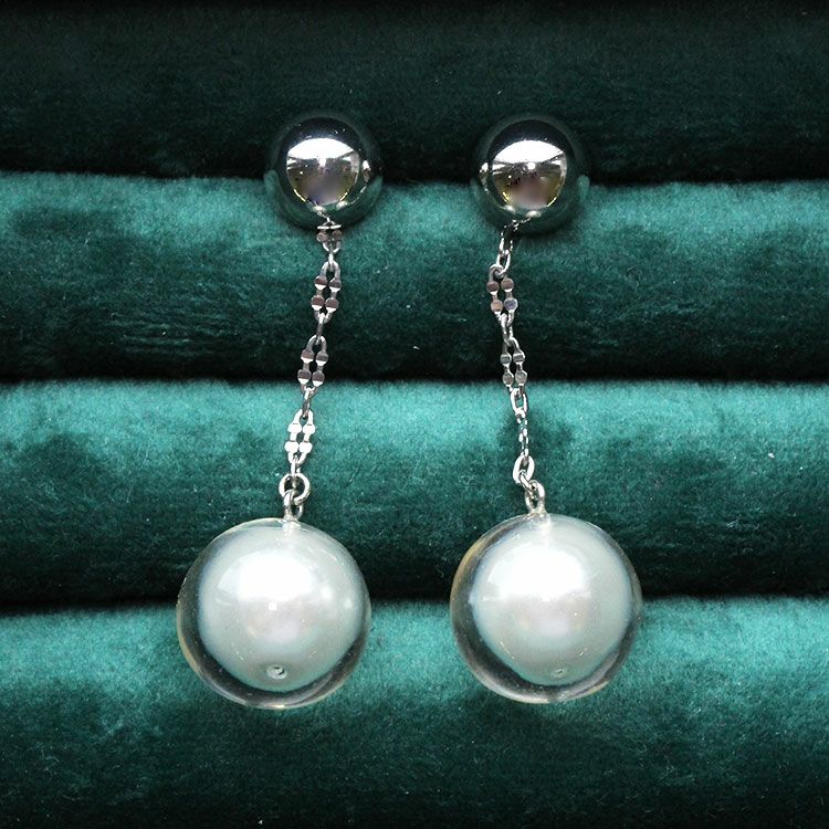 ZSiSKA】≪FLOATING PEARLS≫レジンロングピアス＆ラインストーン