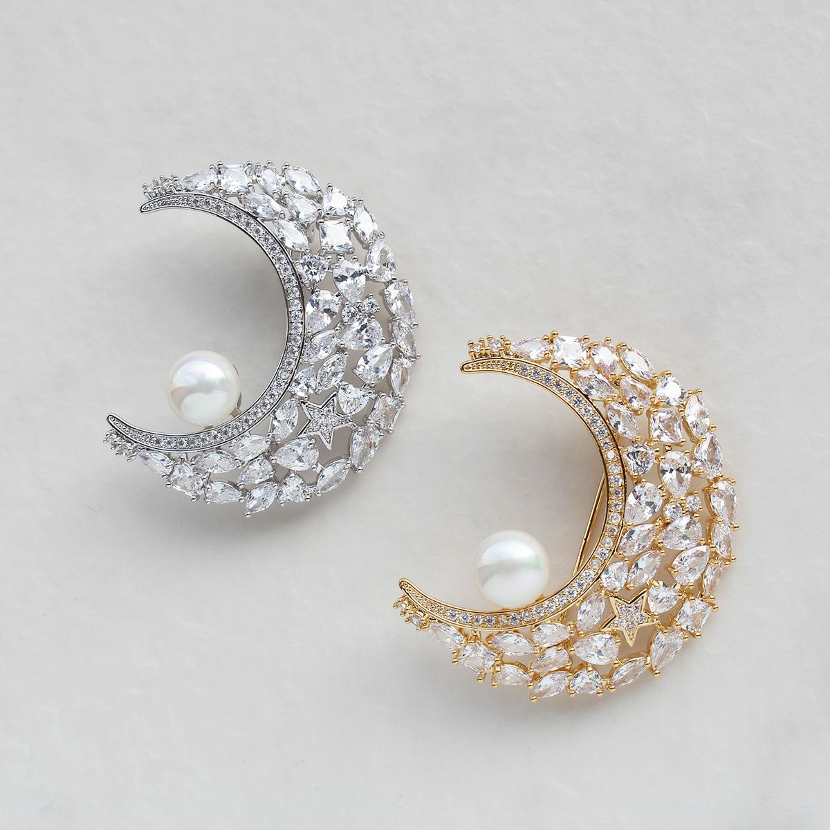 FLEUR DE NEIGE demi-parure】2wayブローチネックレス＆イヤリング