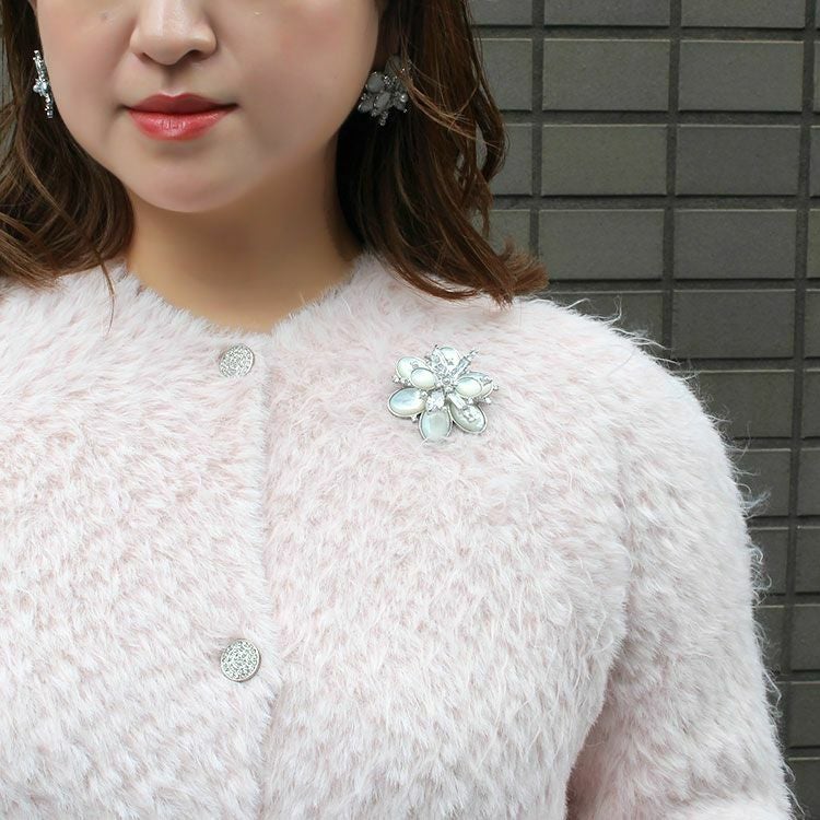 FLEUR DE NEIGE demi-parure】2wayブローチネックレス＆イヤリング