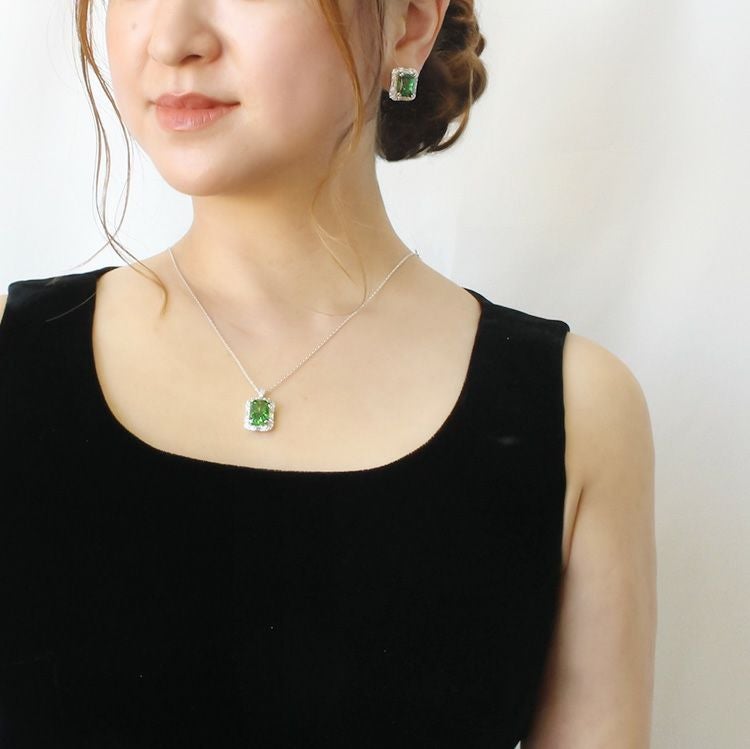 ABISTEハンドメイド ビーズネックレス＆イヤリングセット キュービックジルコニアクラシックネックレス・イヤリングセット詳細