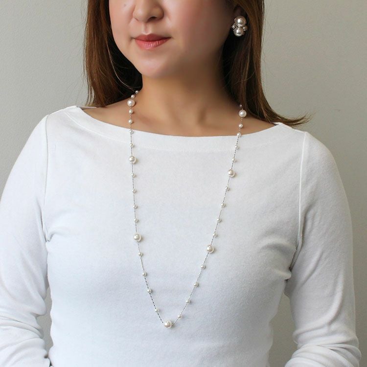 julynine ガラスパールロングネックレス ガラスパールロングネックレス詳細情報｜アクセサリー・腕時計ブランド