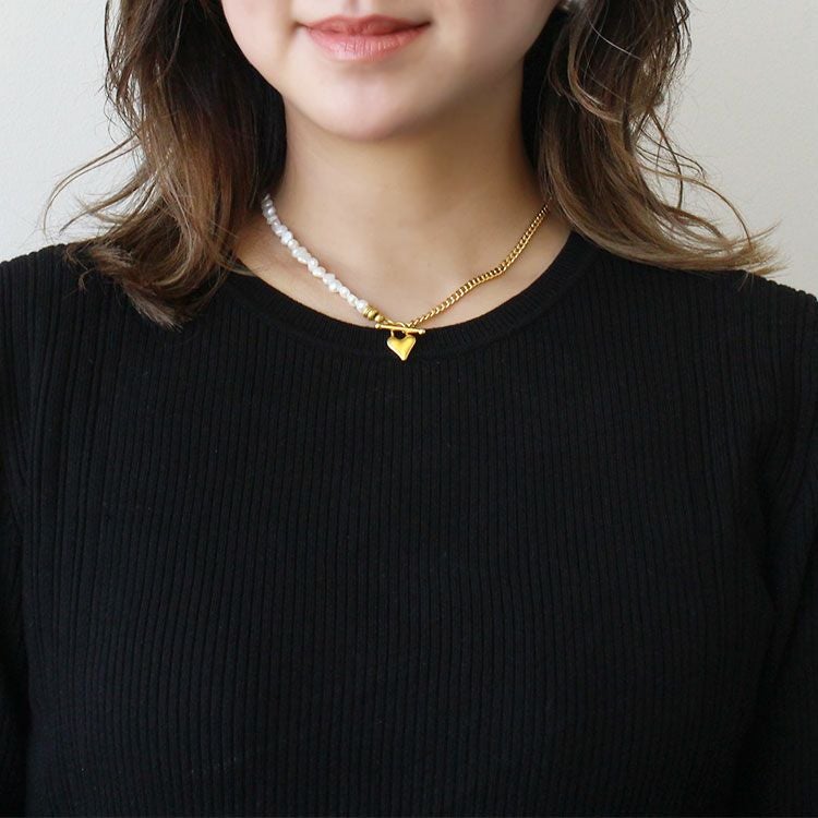 WEB限定】淡水パール×ハートマンテルネックレス詳細情報｜アクセサリー