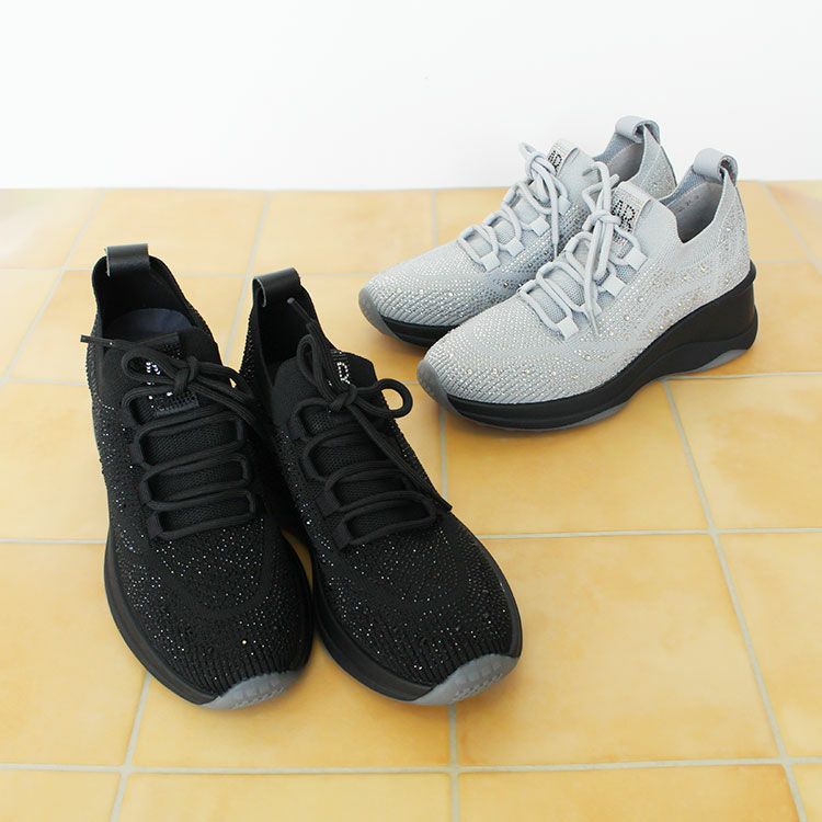 【未使用級】ASH ハイトップ　ニットスニーカー　ラメ　星柄　エアヒール黒　24 軽量・痛くない》キラキラニットヒールアップスニーカー詳細情報