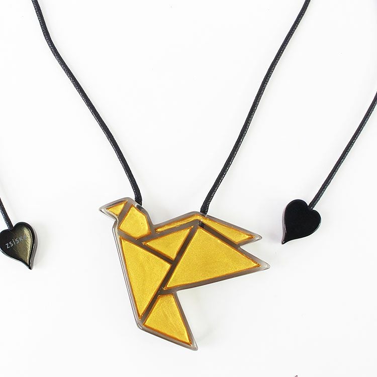 ZSiSKA】≪ORIGAMI≫バードモチーフレジンフリーレングスネックレス