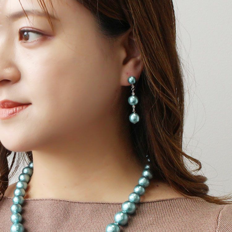 日本製コットンパールロングピアス詳細情報｜アクセサリー・腕時計