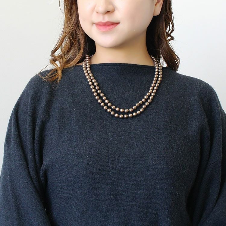 極大粒 13.8mm高級本真珠 リング 希少カラー メタリックブラウン マジョルカパール8mm玉×120cmロングネックレス詳細情報｜アクセサリー